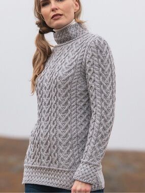 Aran Mor Merino Wool Fisherman Cable Knit Sweater